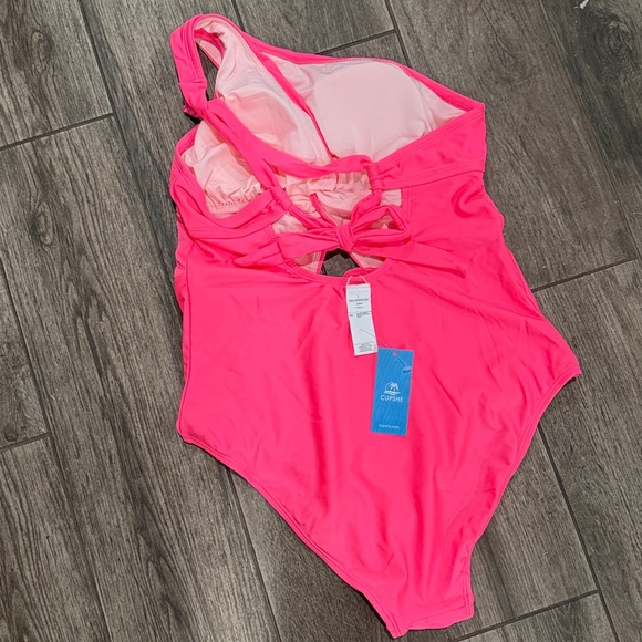 NWT Cupshe Neon Pink One Piece Cutout Swimsuit - Picture 4 of 6